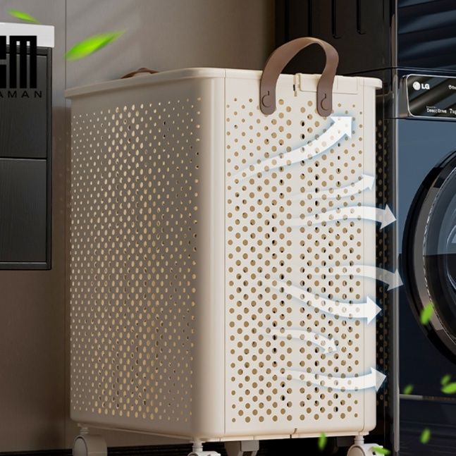 移動式メッシュ通気ランドリーバスケット