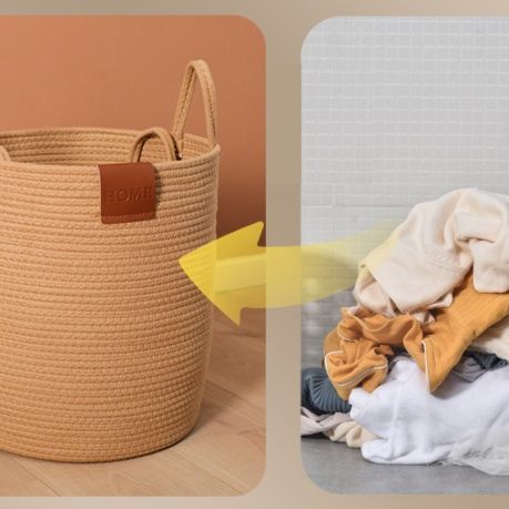 コットンロープ編み込みランドリーバスケット