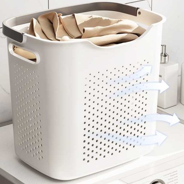 通気口付き防湿ランドリーバスケット