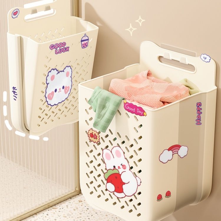 折りたたみ式壁掛けランドリーバスケット
