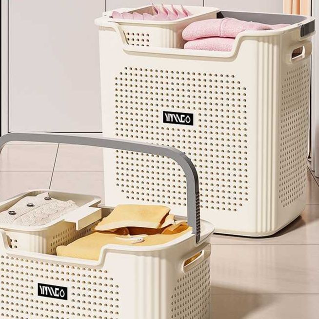 通気性抜群 大容量ランドリーバスケット