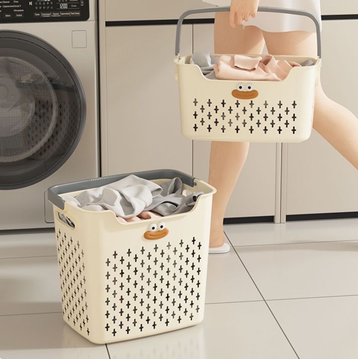 ランドリーバスケット かわいい表情の整理収納バスケット
