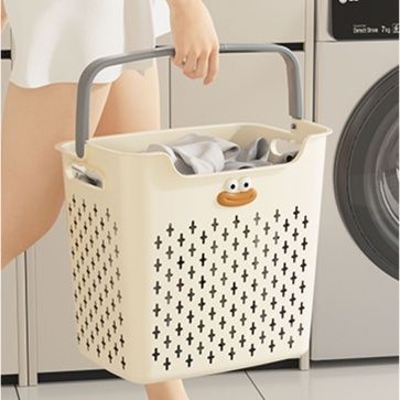 ランドリーバスケット かわいい表情の整理収納バスケット