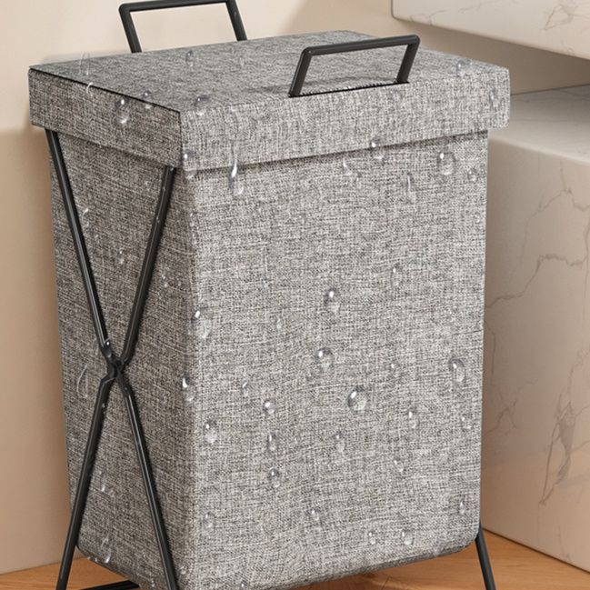 スタイリッシュ収納 折りたたみランドリーバスケット