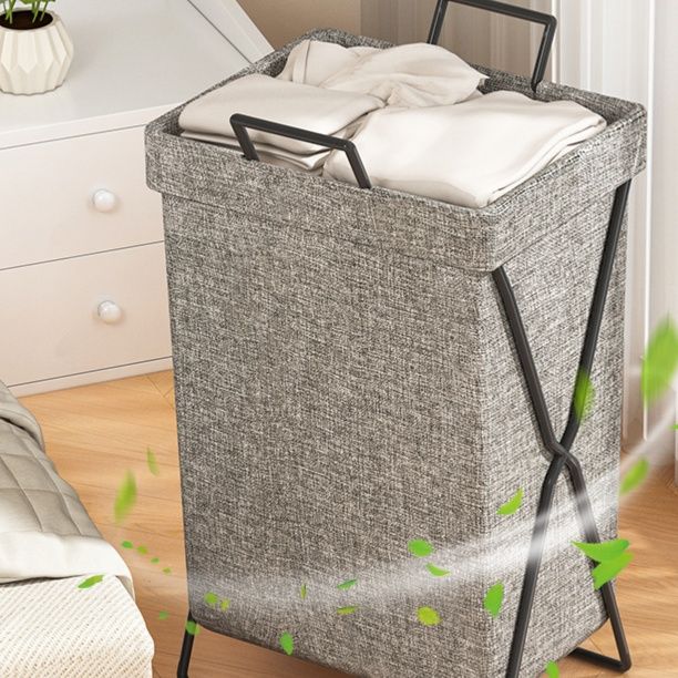 スタイリッシュ収納 折りたたみランドリーバスケット
