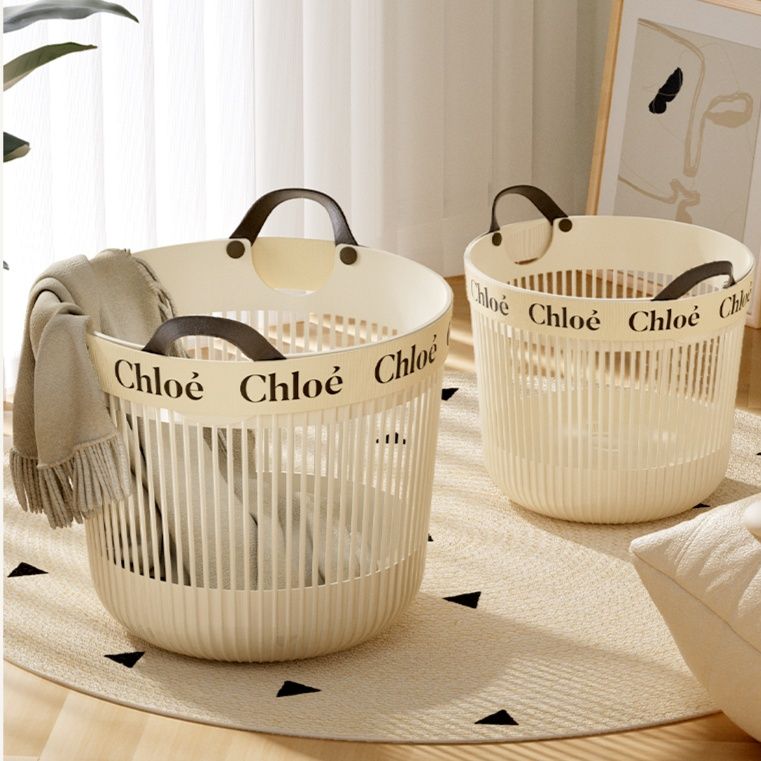 モダンスタイル 持ち手付きランドリーバスケット