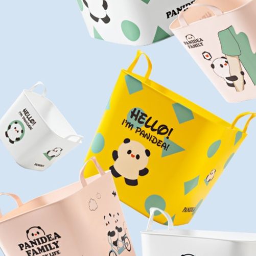ランドリーバスケット パンダの洗濯かごファミリー