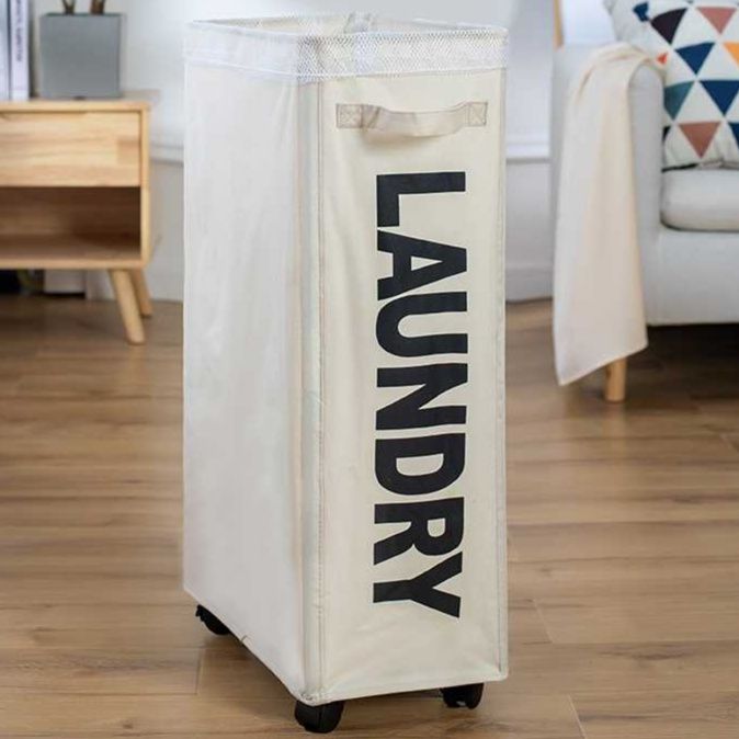 ランドリーバスケット スリム収納ランドリーキャスター付きバスケット