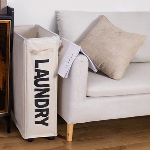 ランドリーバスケット スリム収納ランドリーキャスター付きバスケット