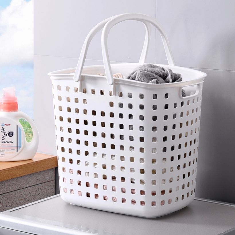 通気性抜群 持ち運び便利ランドリーバスケット