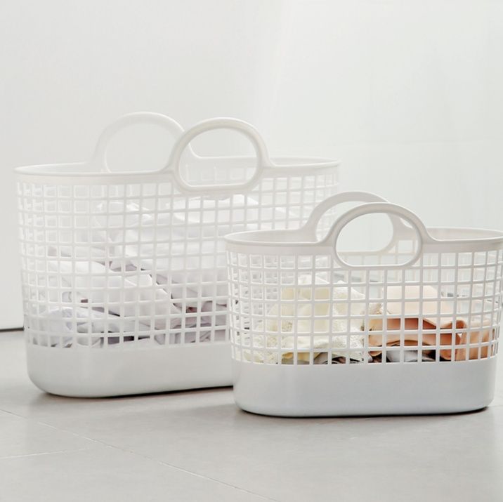 格子模様 実用派ランドリーバスケット