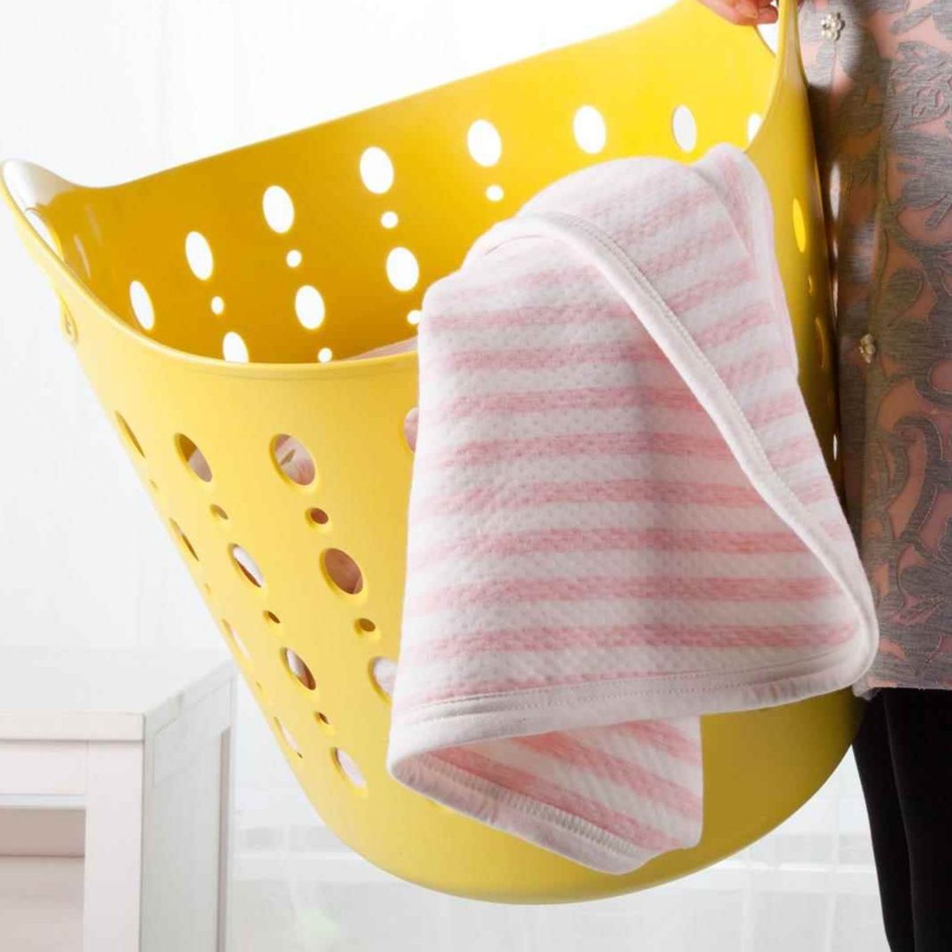 ランドリーバスケット 穴あき持ち手付き収納かご