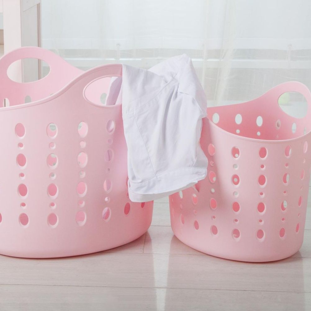 ランドリーバスケット 穴あき持ち手付き収納かご