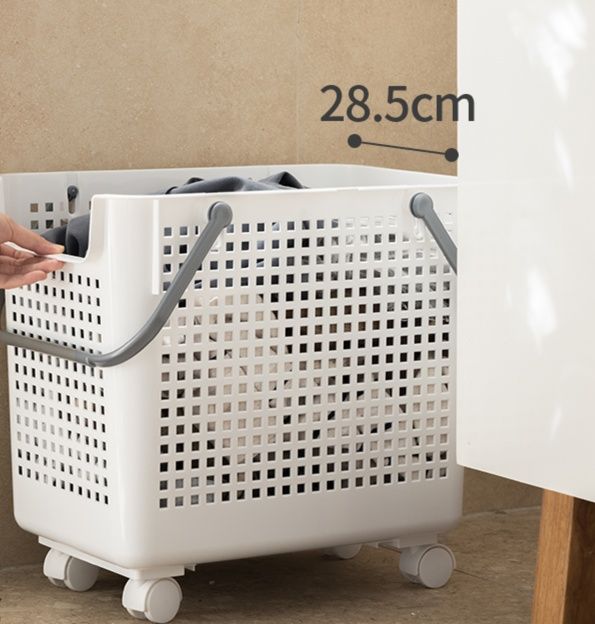 ランドリーバスケット キャスター付き通気メッシュバスケット