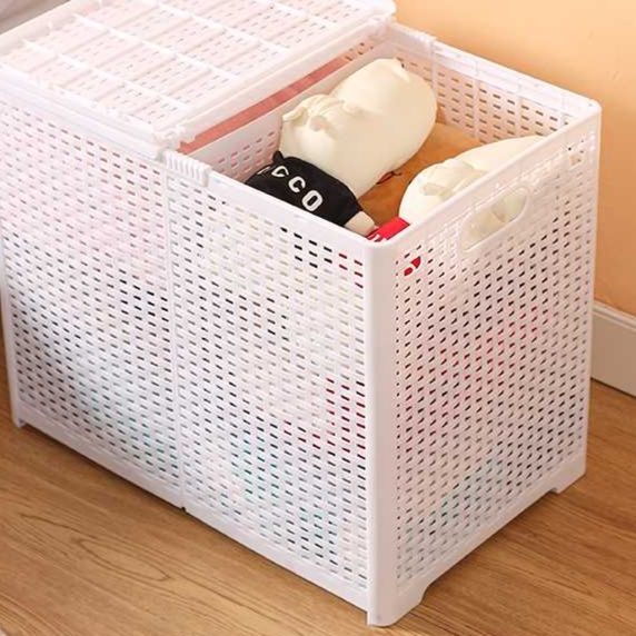 ランドリーバスケット 仕切り付き多機能収納ボックス