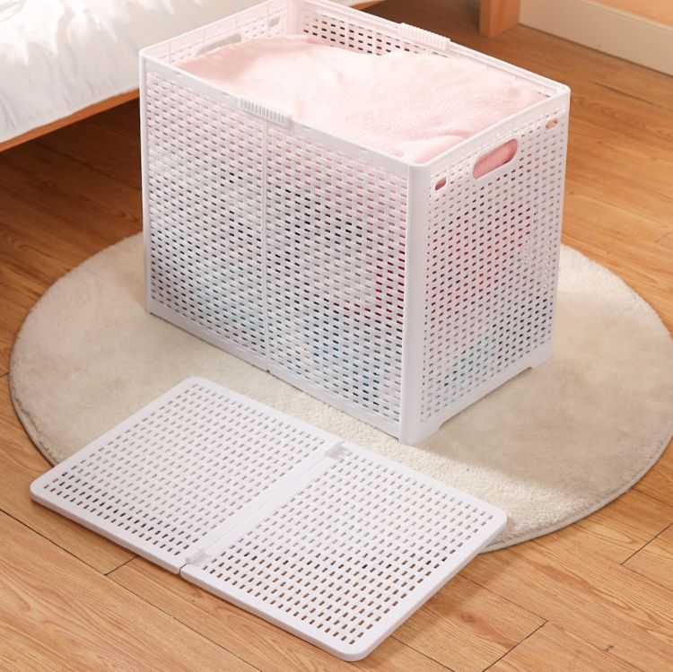 ランドリーバスケット 仕切り付き多機能収納ボックス