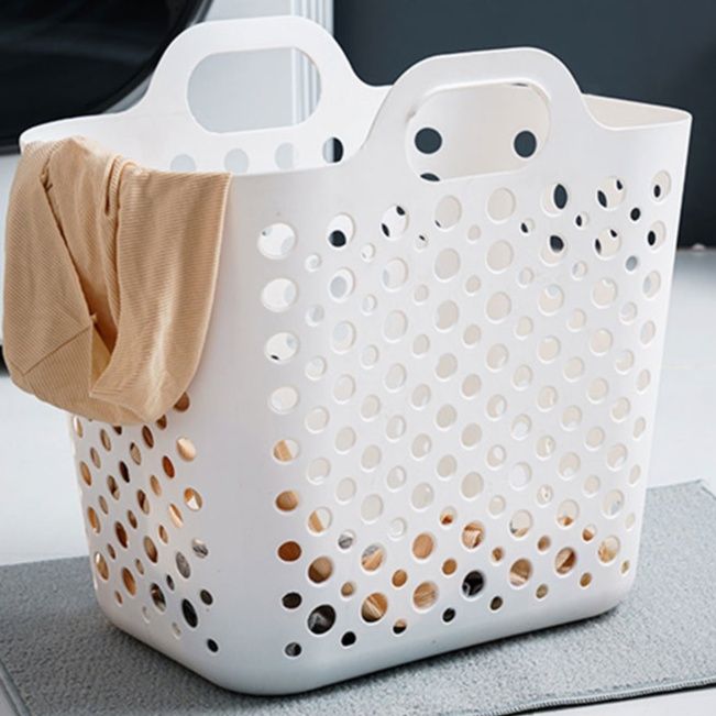 ランドリーバスケット 通気性抜群 持ち手付き収納かご