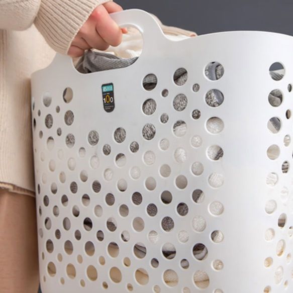 ランドリーバスケット 通気性抜群 持ち手付き収納かご