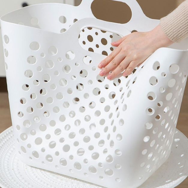 ランドリーバスケット 通気性抜群 持ち手付き収納かご