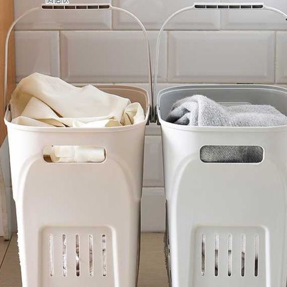 ランドリーバスケット 通気性抜群持ち手付きランドリー収納
