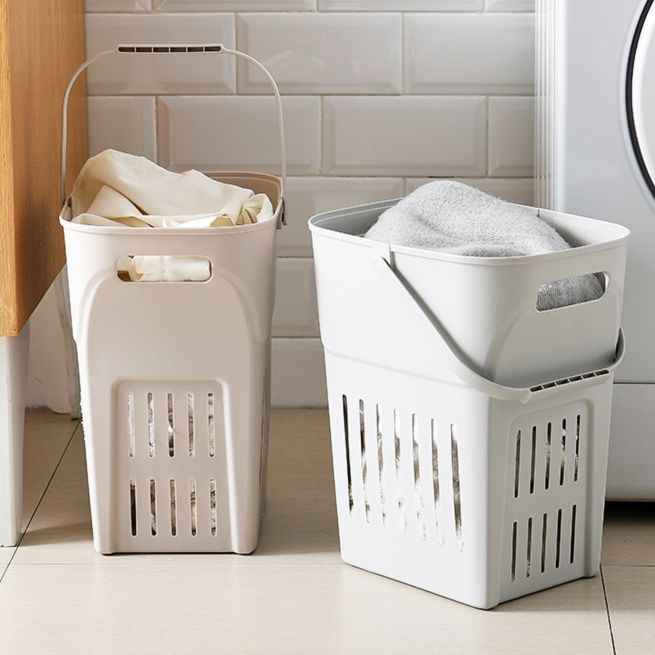 ランドリーバスケット 通気性抜群持ち手付きランドリー収納