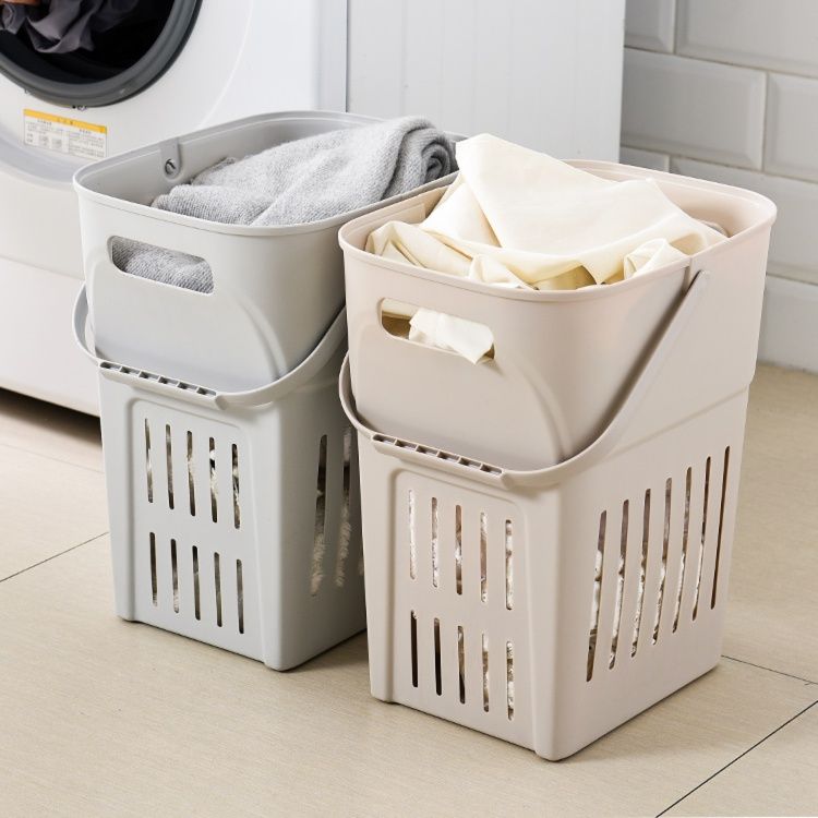 ランドリーバスケット 通気性抜群持ち手付きランドリー収納
