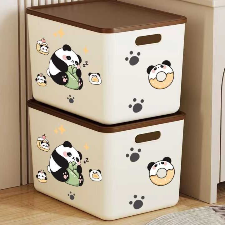 ランドリーバスケット パンダ模様収納ボックス 重ね置きタイプ
