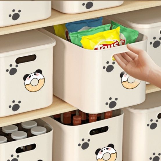 ランドリーバスケット パンダ模様収納ボックス 重ね置きタイプ
