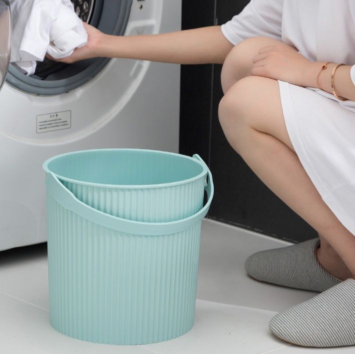 ランドリーバスケット 波紋デザイン蓋付き収納バケツ