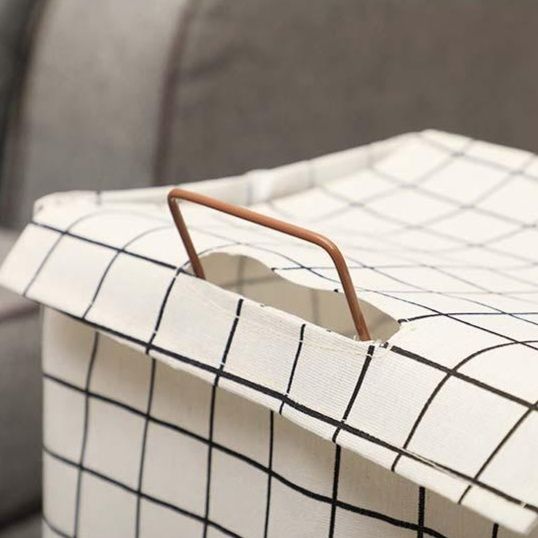 ランドリーバスケット 北欧風格子柄折りたたみランドリーボックス