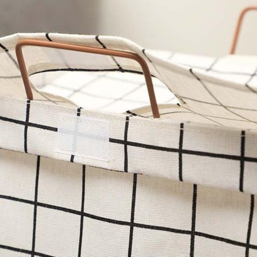 ランドリーバスケット 北欧風格子柄折りたたみランドリーボックス