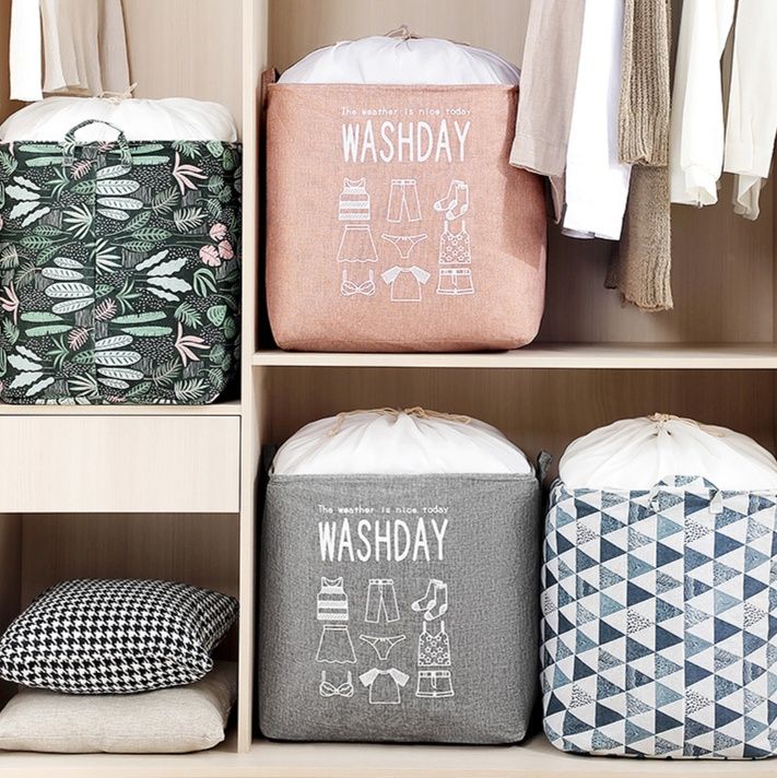 収納上手な布製ランドリーバスケット