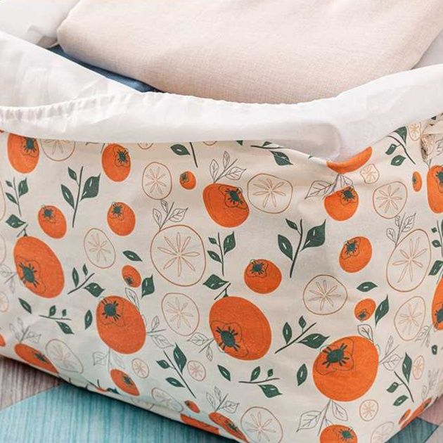 ランドリーバスケット 柑橘模様の収納ボックス