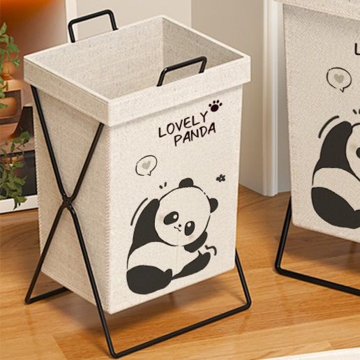 ランドリーバスケット かわいいパンダ柄折りたたみ収納かご