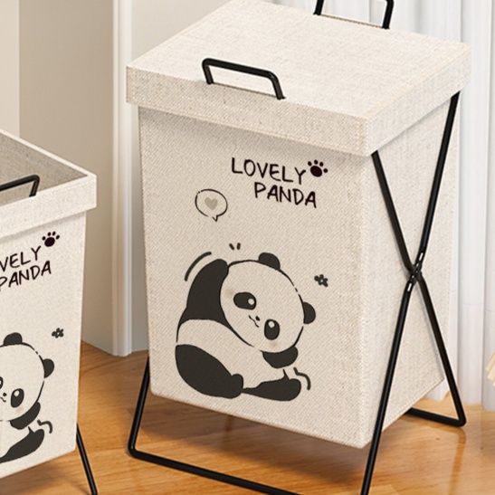 ランドリーバスケット かわいいパンダ柄折りたたみ収納かご