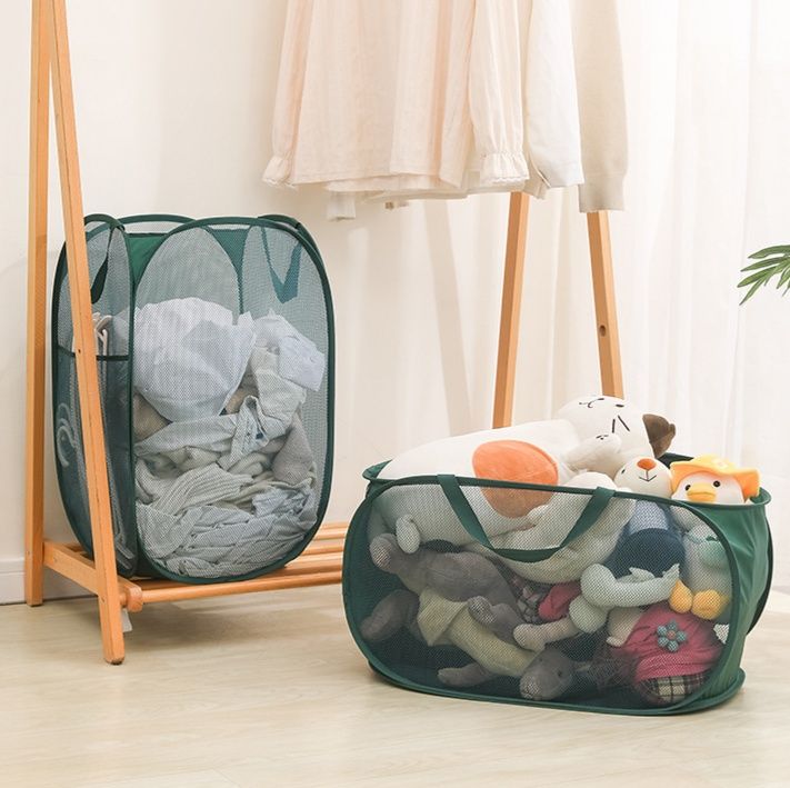 ランドリーバスケット 折りたたみメッシュ洗濯かご