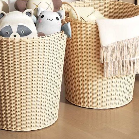 ランドリーバスケット 天然素材 籐編み収納かご