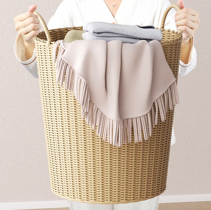 ランドリーバスケット 天然素材 籐編み収納かご