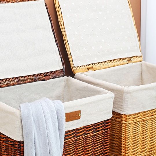 ランドリーバスケット 天然素材 蓋付き収納籠