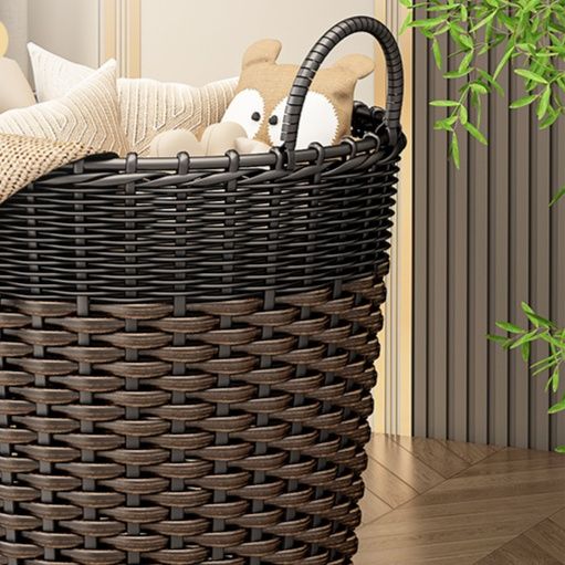 ランドリーバスケット 職人技編み込みラタンバスケット