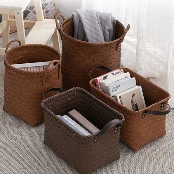 ランドリーバスケット 手編み収納かご 和モダン