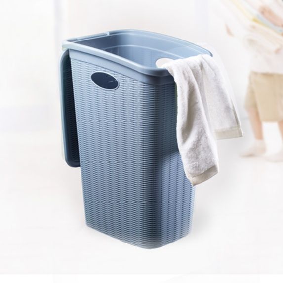 藤編み風大容量ランドリーバスケット
