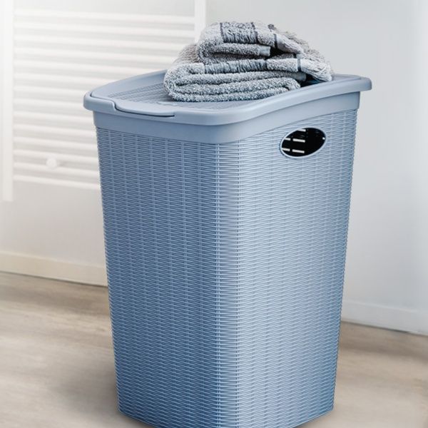 藤編み風大容量ランドリーバスケット