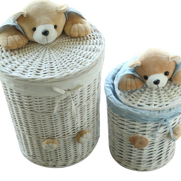 ランドリーバスケット くまさんのぞくラタンバスケット