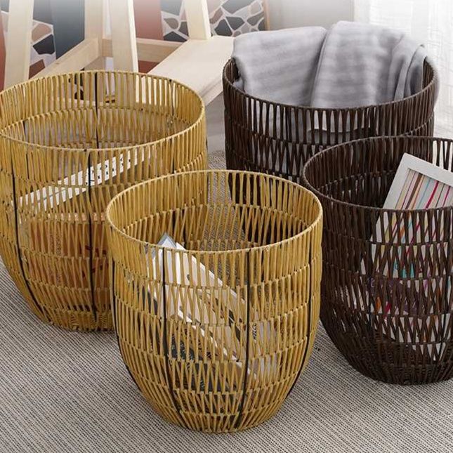 手編み籐製ランドリーバスケット