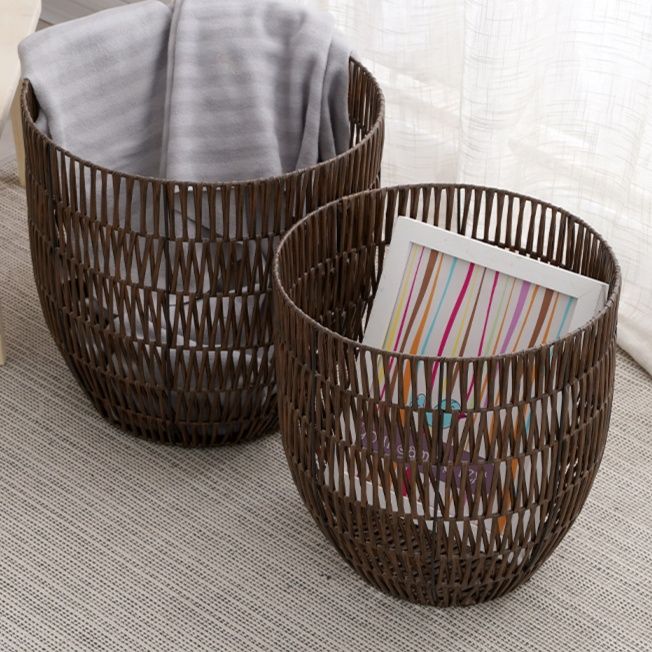 手編み籐製ランドリーバスケット