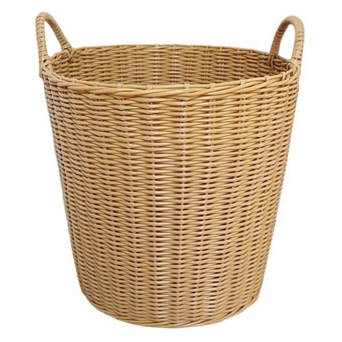 ランドリーバスケット 職人手編み 持ち手付き収納かご