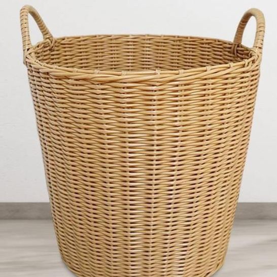ランドリーバスケット 職人手編み 持ち手付き収納かご