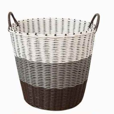 ランドリーバスケット 職人手編み 持ち手付き収納かご