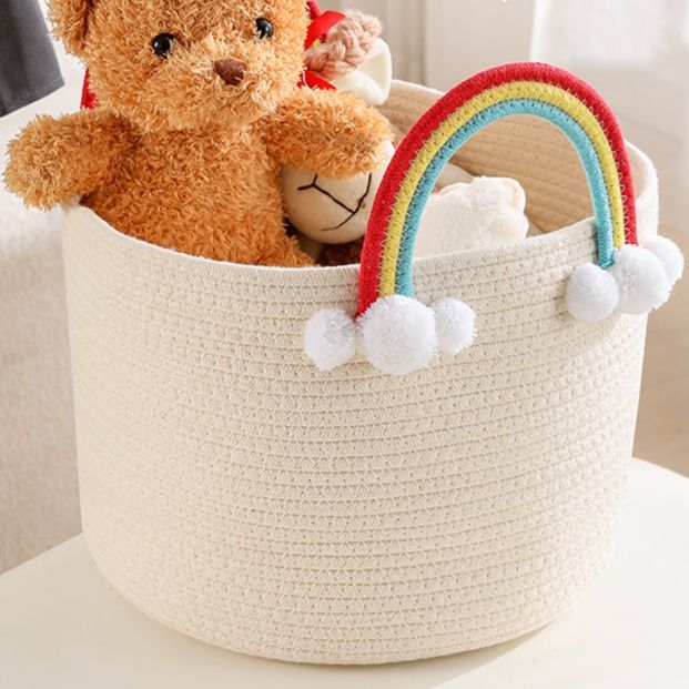 ランドリーバスケット 虹のハンドル付き収納かご